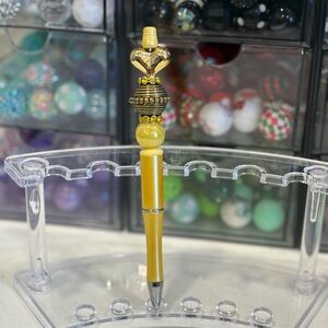 Handcrafted Yellow Heart Beaded Pen